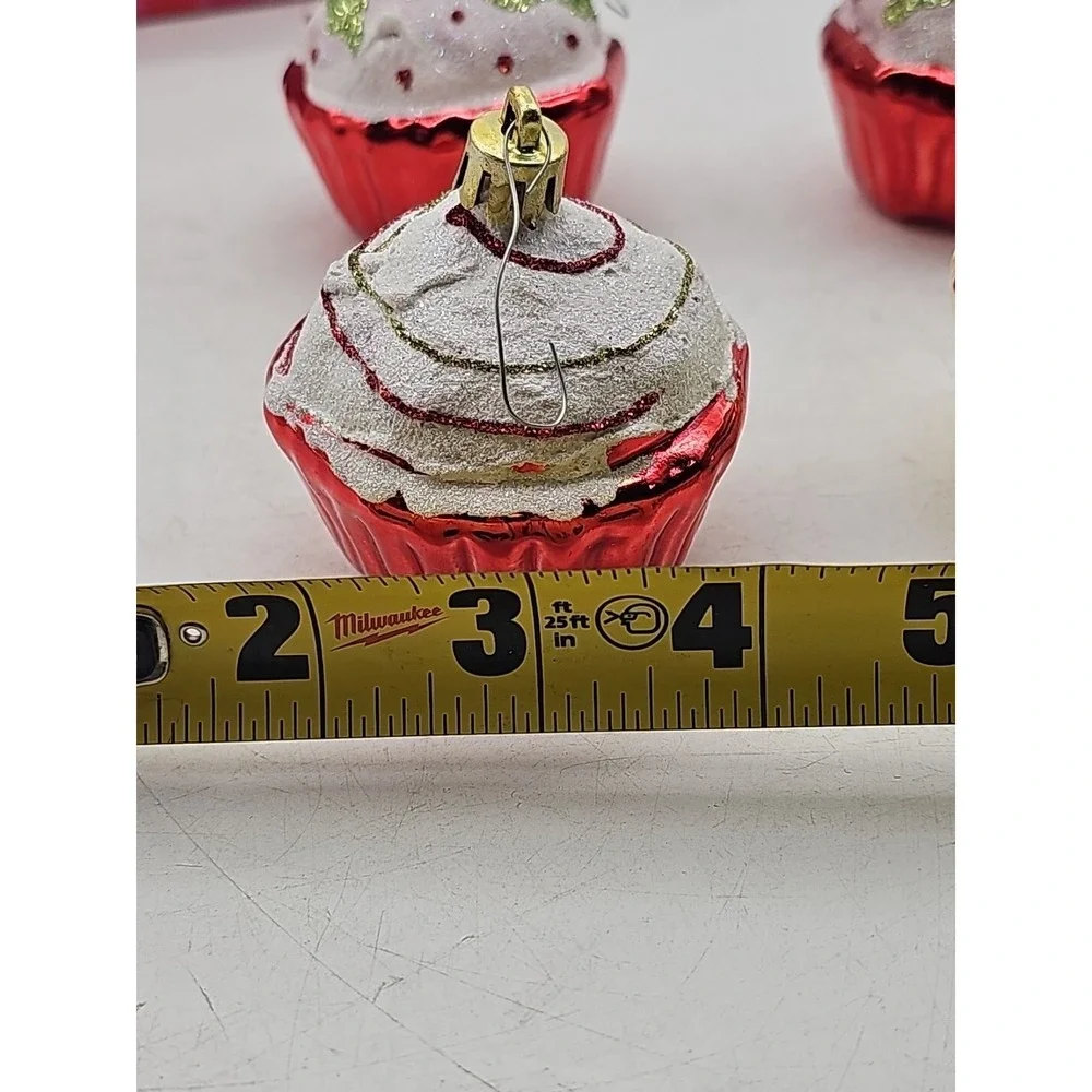 Glass CUPCAKE ORNAMENTS Christmas Blue and Pink Sprinkles 2